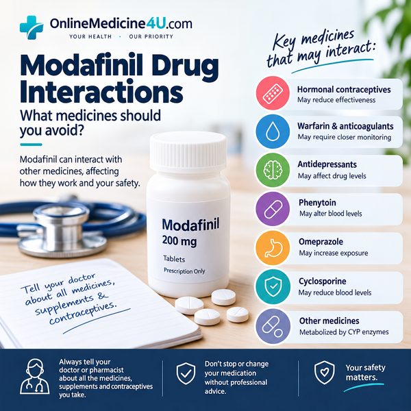Modafinil drug interactions and medication safety guide