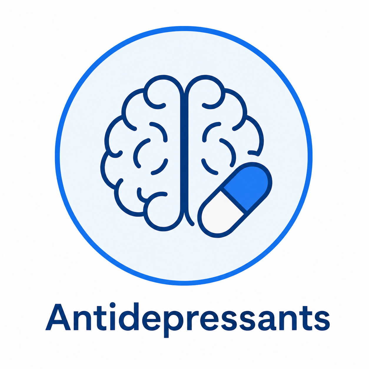 Antidepressants medicines category with mental health treatment information for USA and UK
