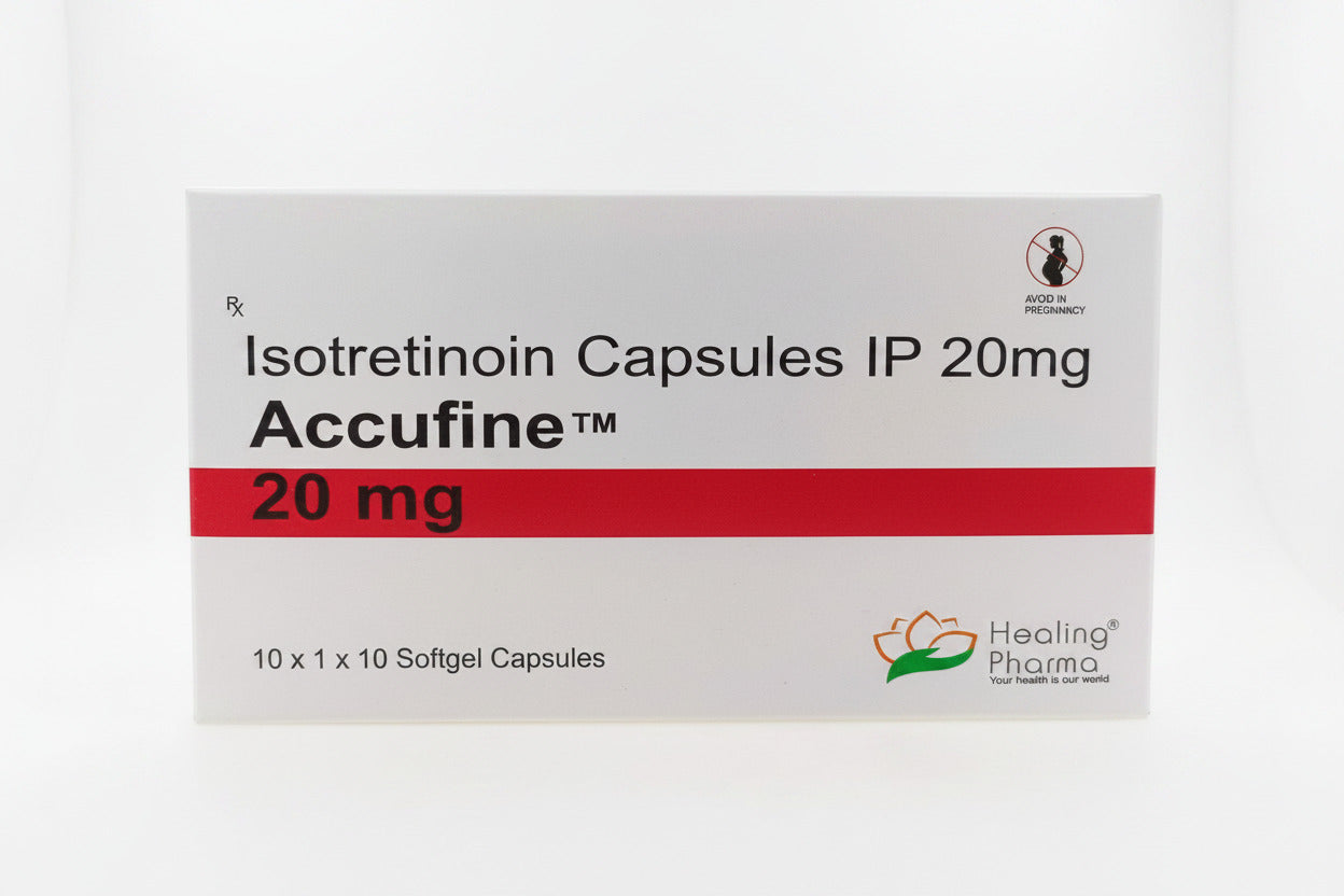 Buy Isotretinoin 20mg Accufine capsules online in the USA and UK
