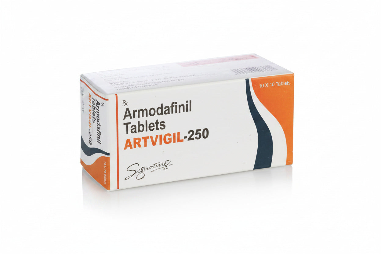 Artvigil 250mg Armodafinil tablets for narcolepsy, shift work sleep disorder, and excessive daytime sleepiness in USA and UK