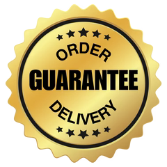 Order delivery guarantee badge ensuring safe, secure and on-time delivery